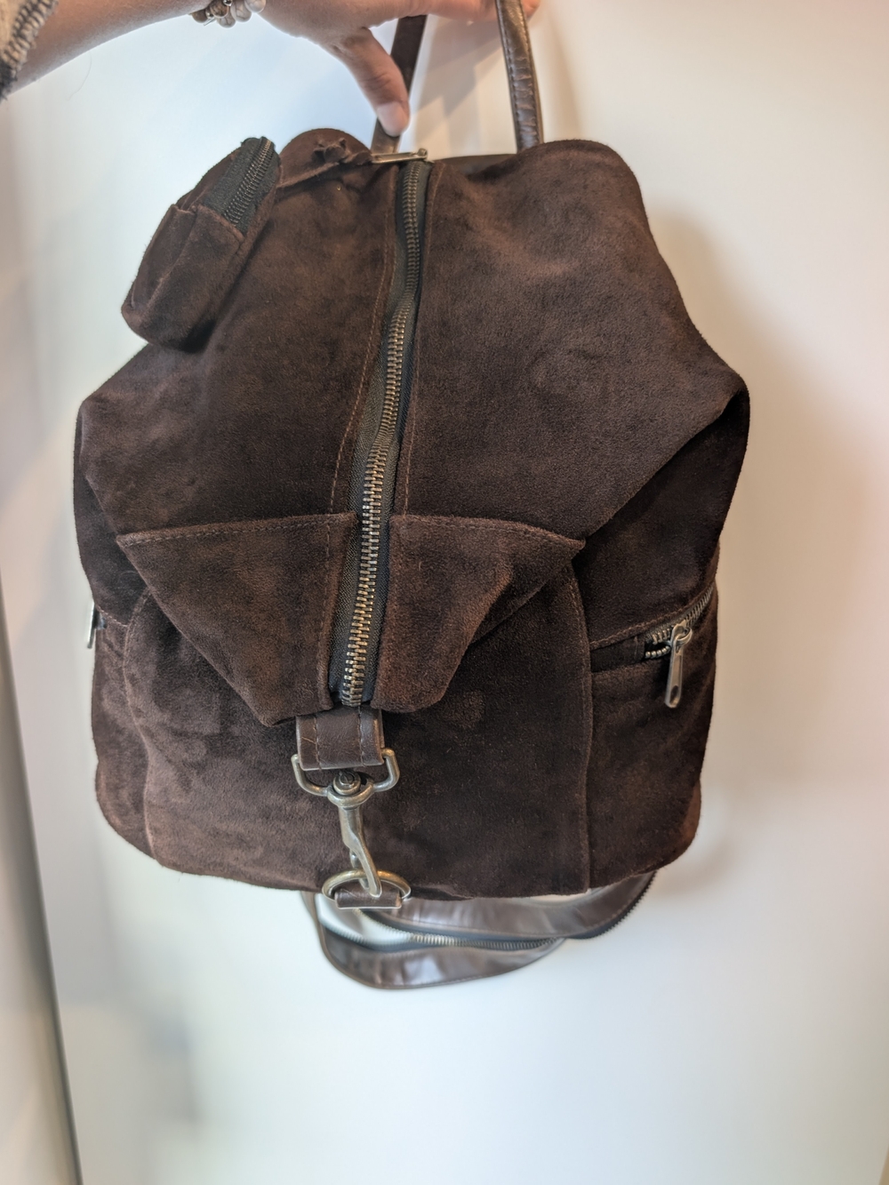 VTG Jeanne Lottie Canada Suede & Leather Convertible Backpack | Rare Slouchy Bag - Picture 2 of 16